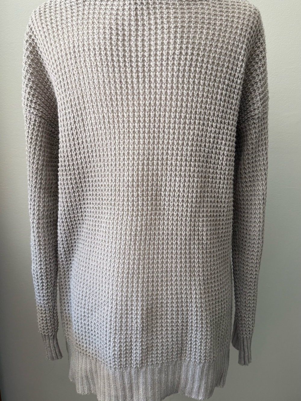 Zenana Outfitters Premium Taupe Waffle Knit Crewneck Sweater - Picture 3 of 6